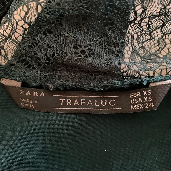 Zara Trafaluc Forest Green Lace Party Holiday Dress - Picture 4 of 5